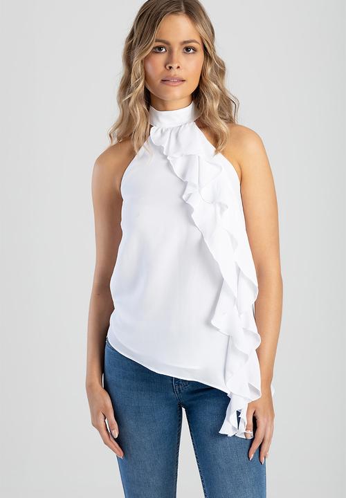 SISSY BOY - Give Love: Halter Neck Top With Ruffles - Off White 