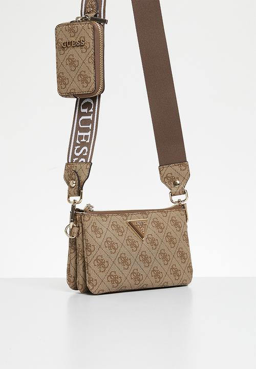 GUESS - Latona mini  cprtmt tz cross body bag - latte