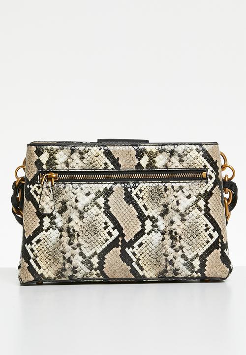 GUESS - Alva double zip crossbody - natural python