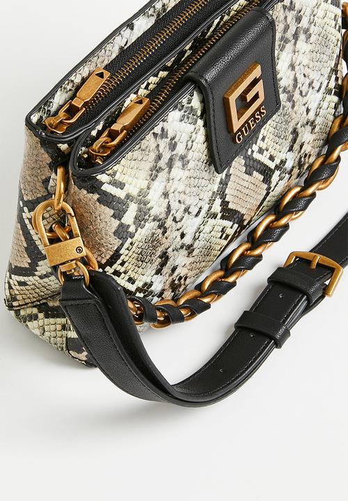 GUESS - Alva double zip crossbody - natural python