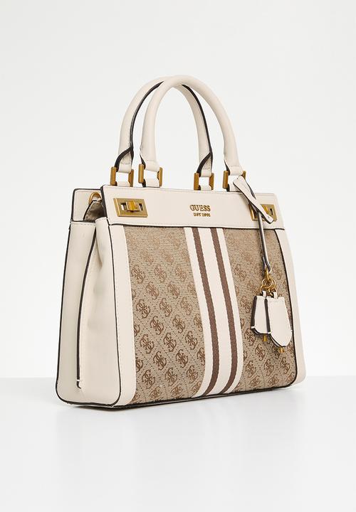 GUESS - Katey luxury satchel bag- white/brown