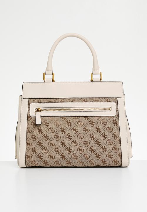 GUESS - Katey luxury satchel bag- white/brown