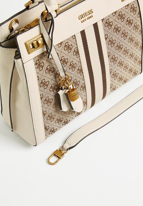 GUESS - Katey luxury satchel bag- white/brown