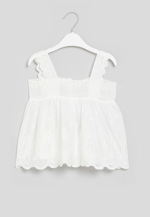 Pop Candy - Anglaise crop top - white