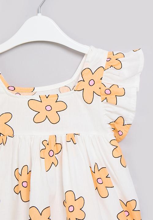 Pop Candy - Floral print top - orange & white