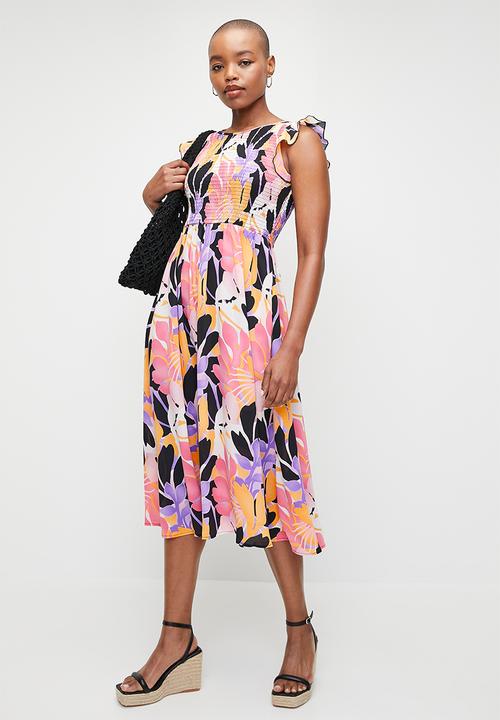 Stella Morgan - Floral Bold Printed Midi Dress - Purple