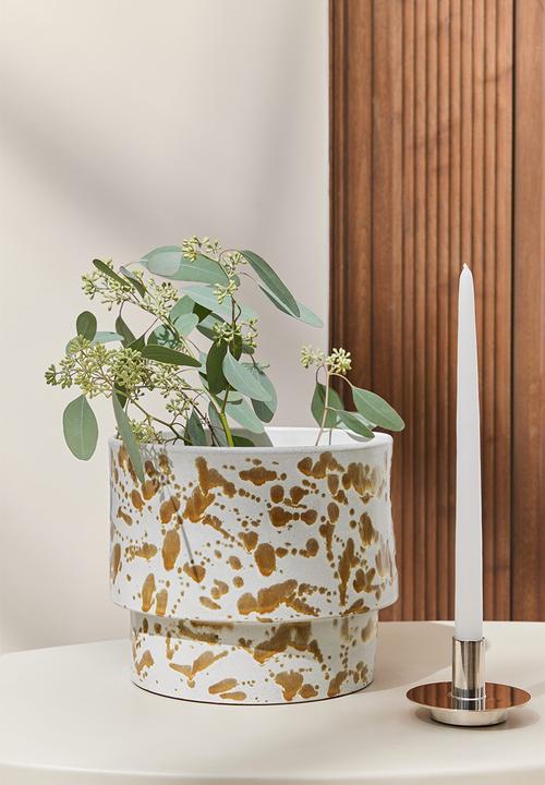 H&M - Terracotta plant pot - brown patterned