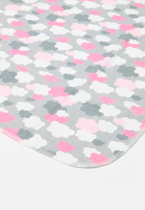 Pop Candy - 4 Piece Printed baby blankets - grey & pink