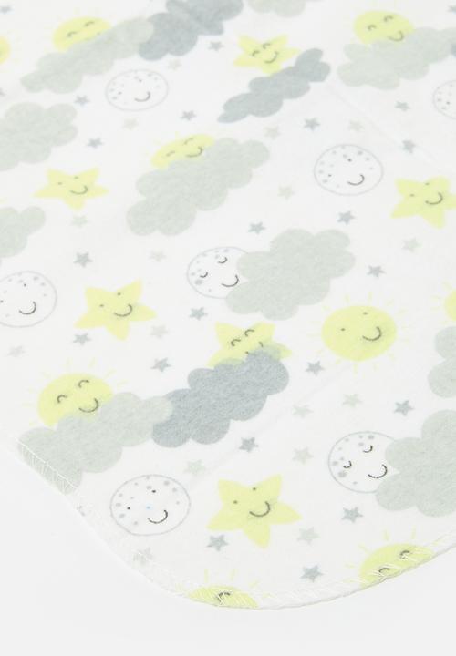Pop Candy - 4 Piece Printed baby blankets - grey & yellow