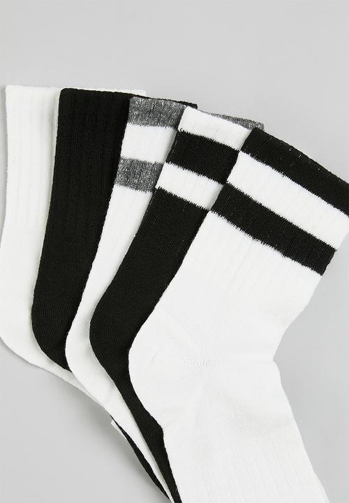 Pop Candy - 5 Piece striped socks - black & white