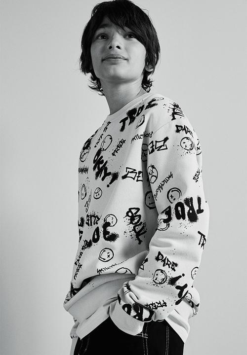 H&M - Printed sweatshirt - light beige & smileyworld®