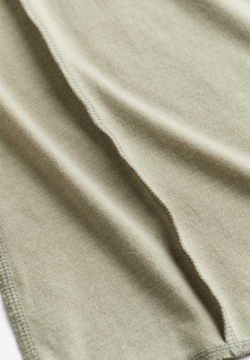 H&M - Flatlock-seam long-sleeved top - light khaki green