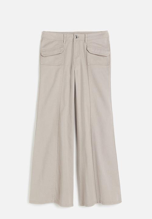 H&M - Wide twill trousers - light greige