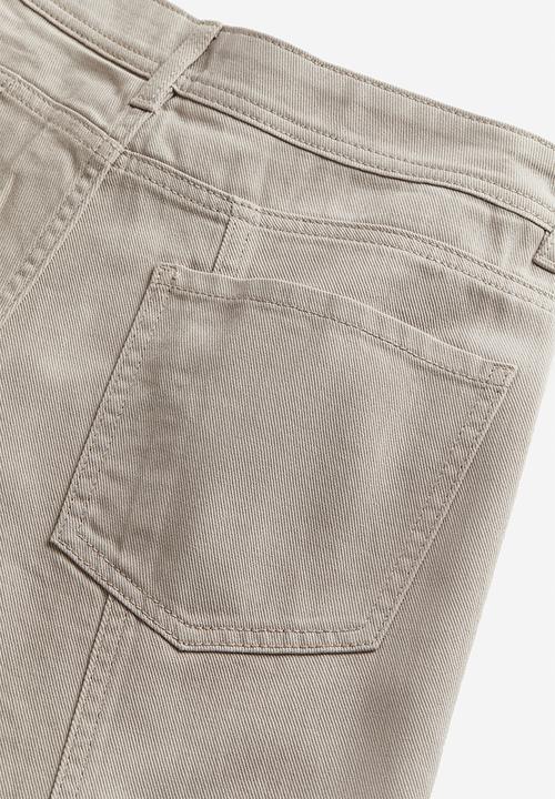 H&M - Wide twill trousers - light greige