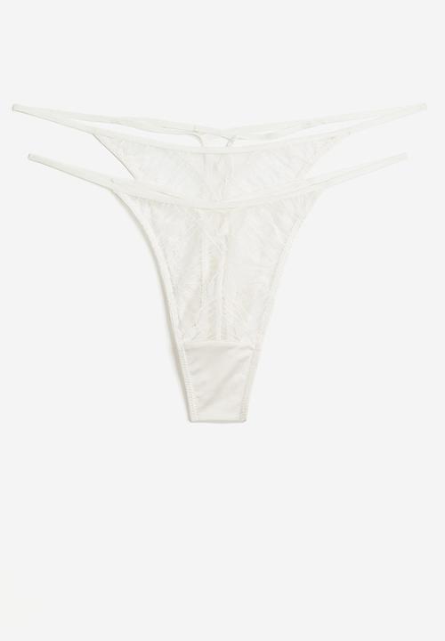 H&M - 2 pack lace thong briefs - white