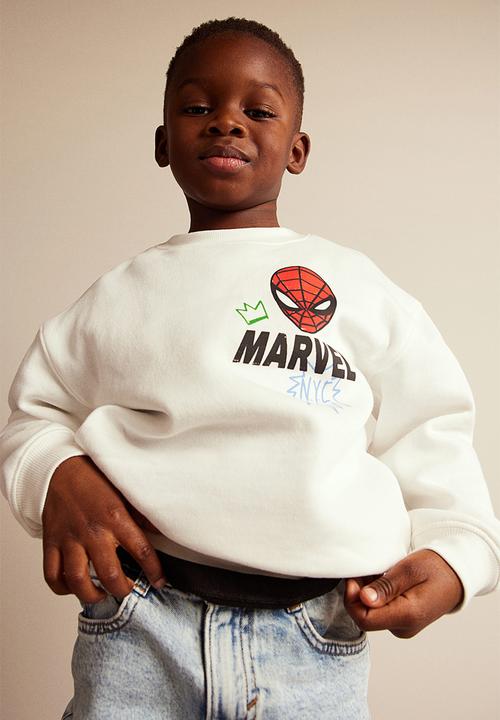 H&M - Oversized printed sweatshirt - white & spider-man