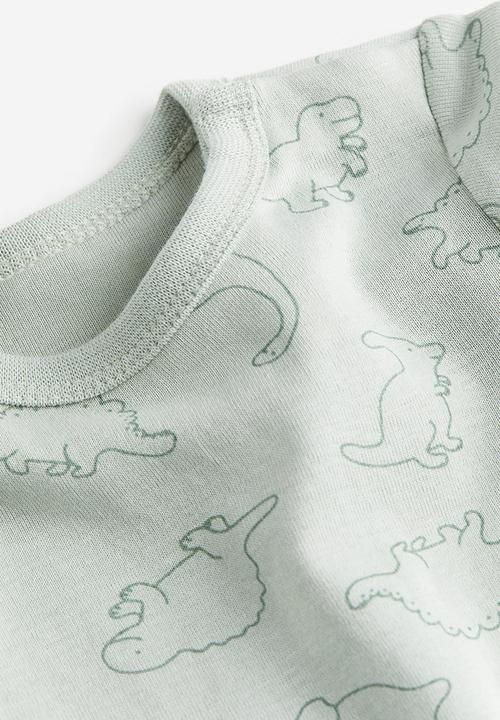 H&M - Long-sleeved bodysuit - light dusty green & dinosaurs
