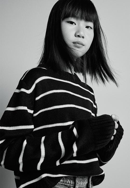 H&M - Jumper - black & striped 