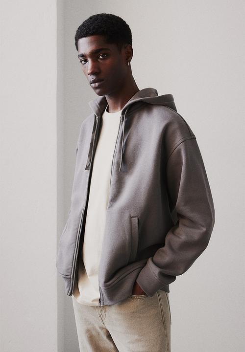 H&M - Loose fit zip-through hoodie - dark greige