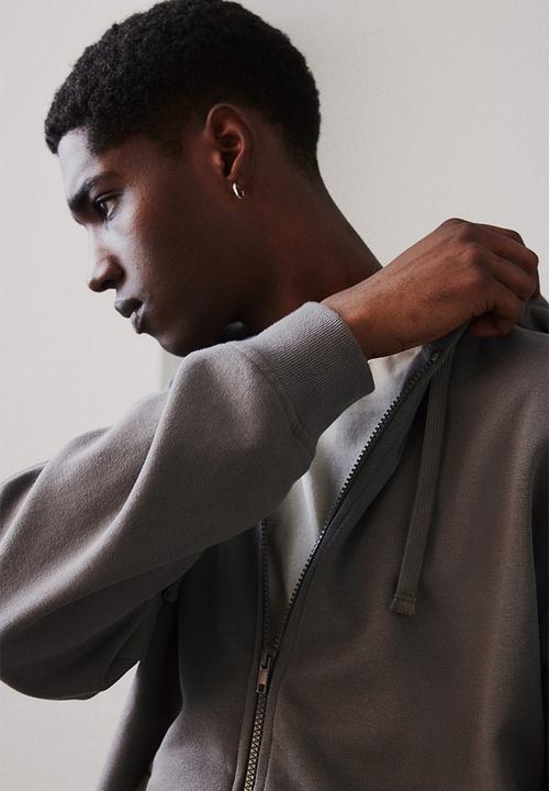 H&M - Loose fit zip-through hoodie - dark greige