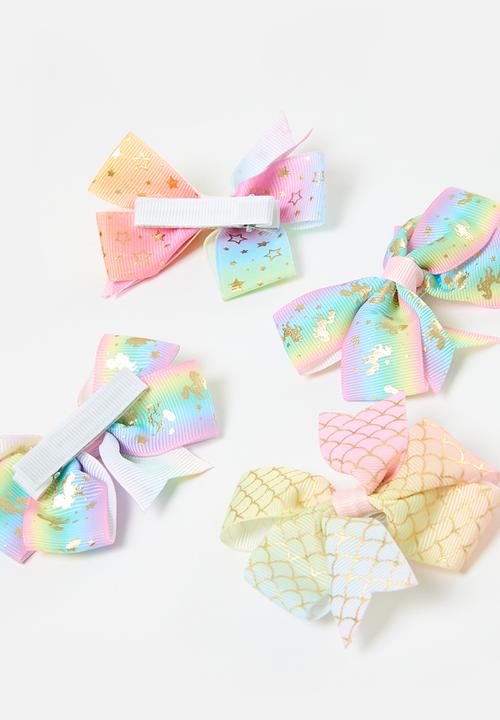 Pop Candy - 6 pack bowknot hair clips - multi