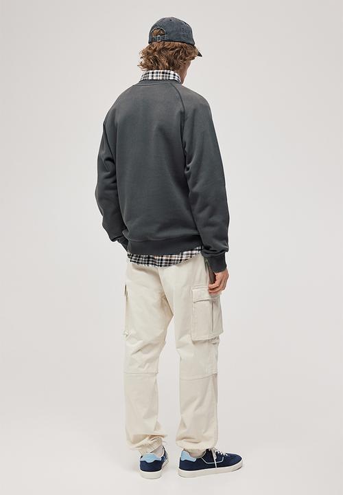 H&M - Relaxed fit cotton cargo joggers - cream 