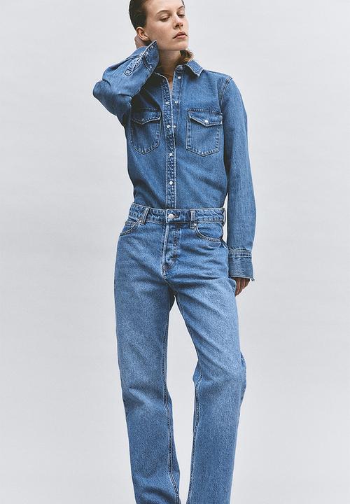 H&M - Straight high jeans - medium denim blue 