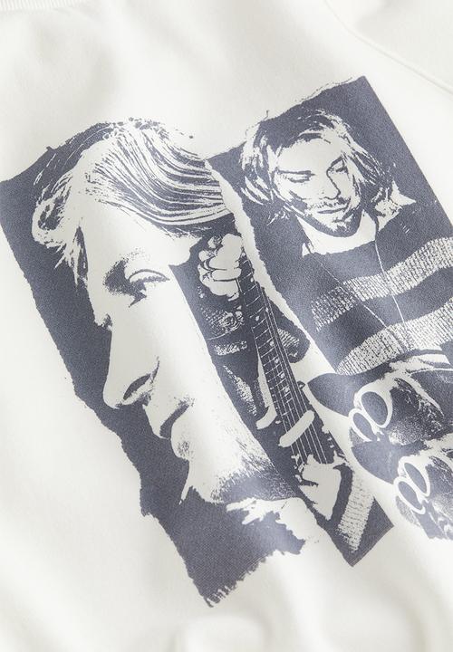 H&M - Printed sweatshirt - cream & kurt cobain