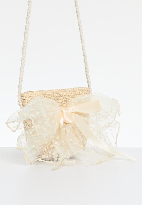 Pop Candy - Bow décor straw bag - beige