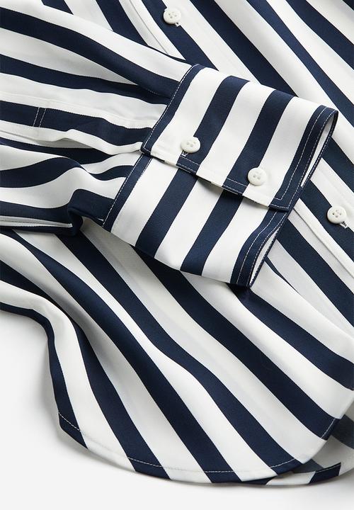 H&M - Twill blouse - navy blue striped