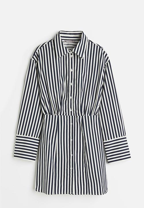 H&M - Cotton shirt dress - navy blue striped