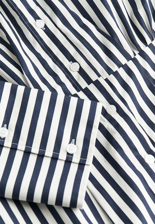 H&M - Cotton shirt dress - navy blue striped