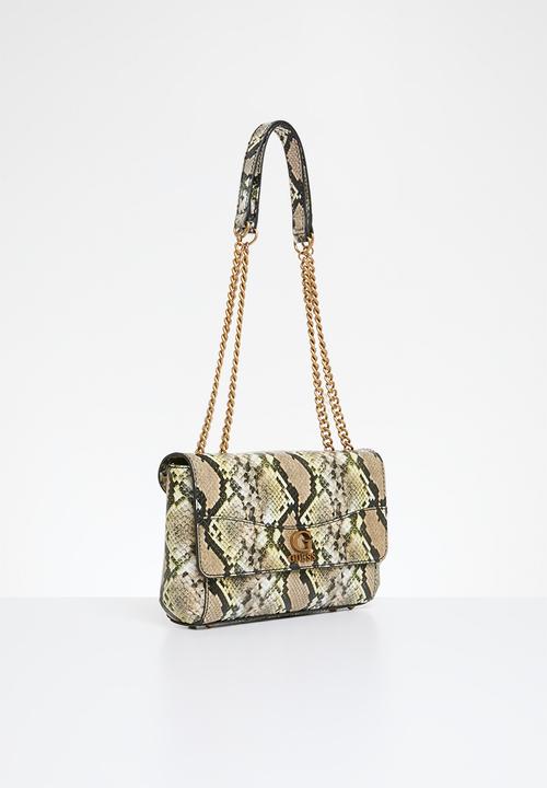 GUESS - Nell convertible crossbody flap bag - natural python