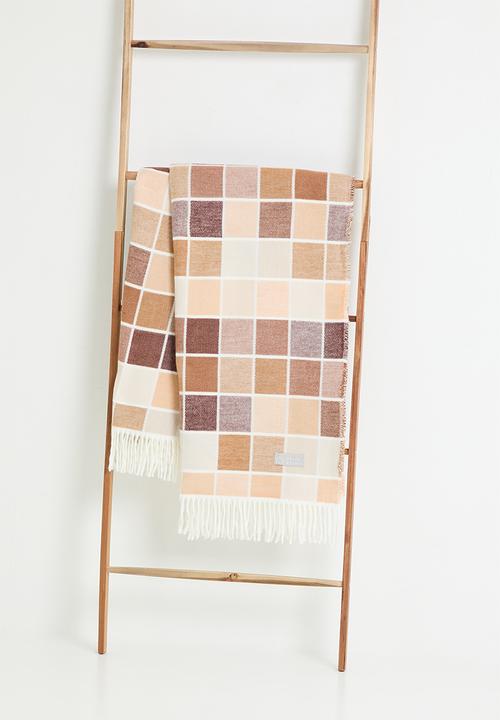 Haven & Earth  - Bella Vita Check Throw - Nutmeg