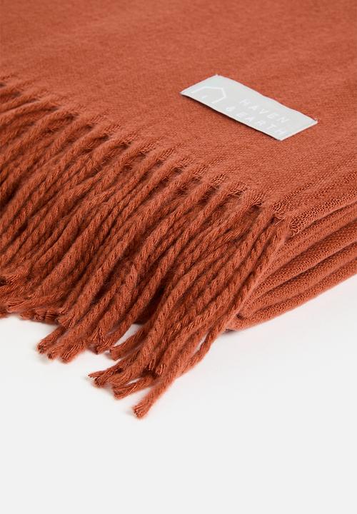 Haven & Earth  - Melody Plain Throw - Cinnabar