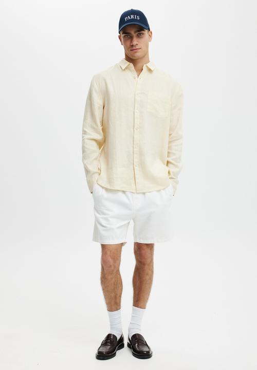 Cotton On - Linen long sleeve shirt - cream