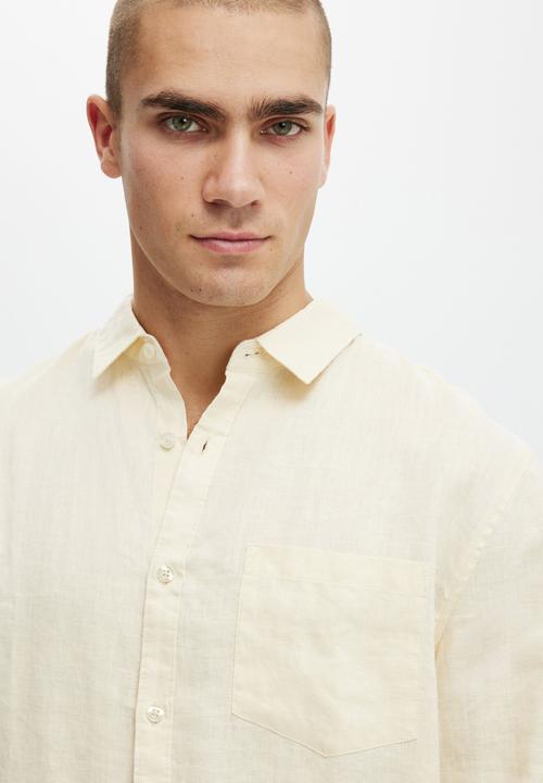 Cotton On - Linen long sleeve shirt - cream
