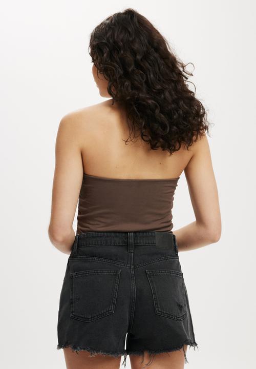 Cotton On - Original Cut Off Denim Short - Graphite Black Worn