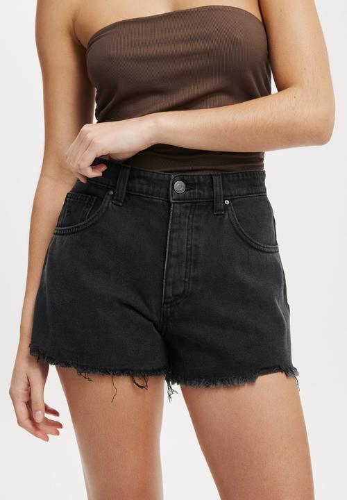 Cotton On - Original Cut Off Denim Short - Graphite Black Worn