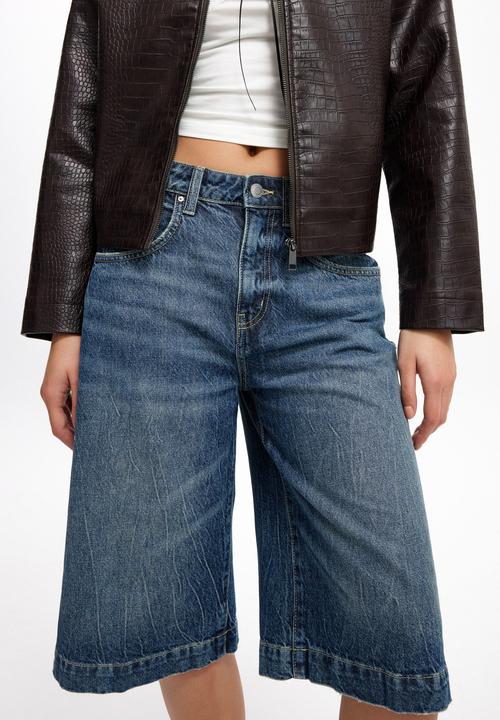 Cotton On - 90 S Baggy Denim Jort - Blue Dusk