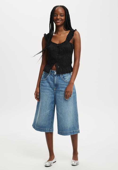 Cotton On - 90 S Baggy Denim Jort - Azure Blue