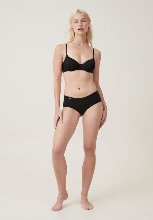 Cotton On - Organic cotton rib boyleg brief - black