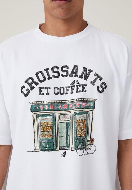 Cotton On - Box fit graphic t-shirt - white/boulangerie