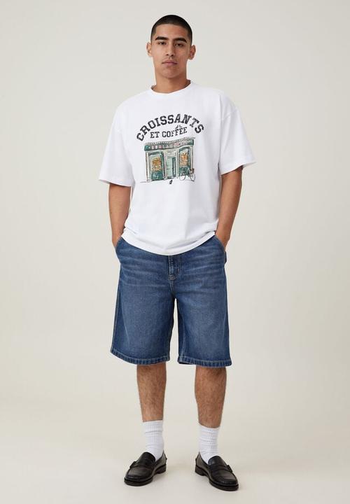 Cotton On - Box fit graphic t-shirt - white/boulangerie