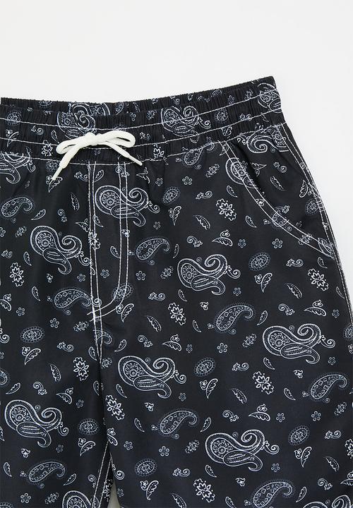 Pop Candy - Parsley print board shorts - black
