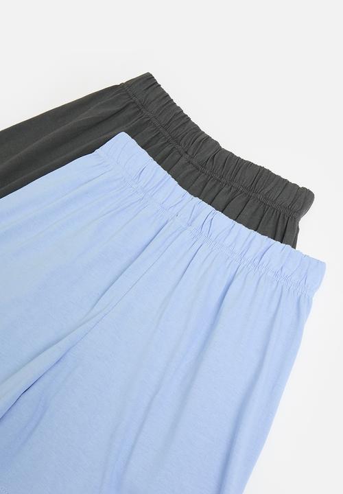 Pop Candy - 2 Pack pj short - sky & charcoal