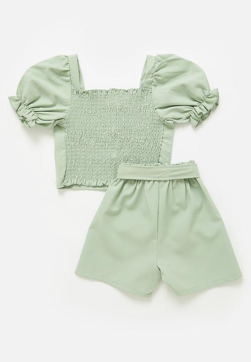 Pop Candy - Puff sleeve & bottom set - green