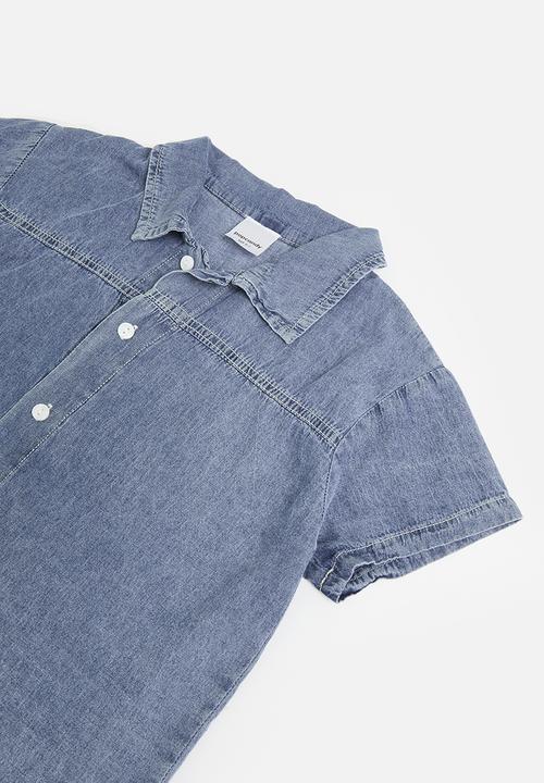Pop Candy - Denim shirt & short set - blue