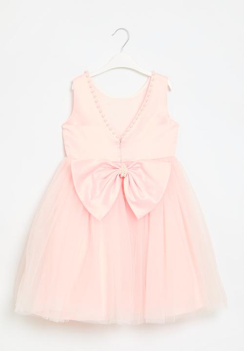 Pop Candy - Bow décor mesh dress - pink