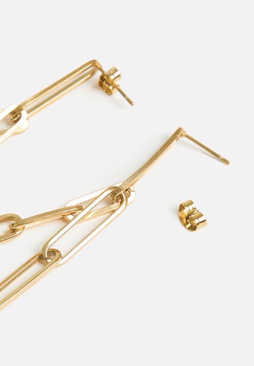 Zoe on Trend - Paperclip designer drop earring - gold
